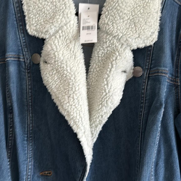 NWT ~ Lane Bryant Midi Denim Jacket with Sherpa - Picture 6 of 14